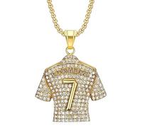 VNIDJGB Jersey Number 7 Pendant Necklace, Diamond Football Necklace, Number 7 Men's Hip Hop Soccer Diamond Jersey Pendant Collarbone Chain, for Ball Game Lovers Punk Sport Fashionable Gift