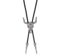VNIDJGB Mens Leather Cowboy Necklace,Sliver Wild Western Theme Bolo Tie,Adjustable Length Vintage Bolo Tie for Men,Braided Leather Rope Necklace Cowboy Accessories,Unisex Wild West Theme Gift