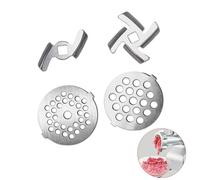 VNIMTI Meat Grinder Blades and Plate, Food-Grade Stainless Steel Meat Grinder Attachments for Stand Mixer, 2 Sharp Blades and 2 Cutting Plates (Stainless - Silver)