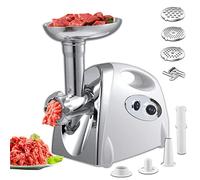VNIMTI Meat Grinder Electric, 2800W Meat Mincer Machine, Stainless Steel Food Grinder Sausage Maker with 3 Cutting Plates, Sausage Stuffer Tube & Kubbe Kit for Home Kitchen Use (Handle - White)