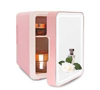 VNIMTI Mini Fridge 4L/6 Cans, Portable Skincare Fridge with Mirror, Small Fridge for Bedrooms, Cooler & Warmer Refrigerator for Car, Drinks, Beauty, Table Top, Office, Travel (4L- Pink)