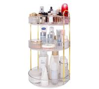 VNIMTI Modern 360 White 3-Tier Round Rotating Makeup Organizer,Large Capacity Spinning Cosmetics Perfume Stand Storage for Bathroom, Dressing Table, Vanity (White)
