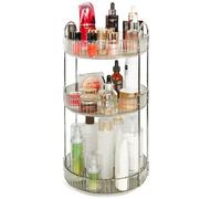 VNIMTI Skincare Organiser 360 Rotating Makeup Organizer, Cosmetics Large Capacity, Round Make Up Storage Perfume Organisers for Bathroon, Dressing Table, Vanity, Countertop (3 Tier Grey)