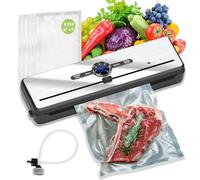VNIMTI Vacuum Sealer Machine for Food, 70Kpa Vacuum Food Sealer with Dual Heat Seal, Multi-Functional with Moist & Dry Mode, Food Saver with Built-in Cutter, 5 Bags, External Vacuum Hose for Jars