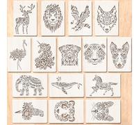 Vninkul Pack of 15 Stencils Textile Design Reusable Animals Stencils for Painting 20.8 x 29 cm Painting Stencils Washable Drawing Stencils for DIY, Crafts, Painting, Scrapbook, Gift Card
