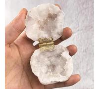 Vniqloo Ring Holder Geode Ring Box, White Crystal Geode, Natural Agate Jewelry Organizer, Spiritual Altar Decor & Wealth Manifestation Home Decor