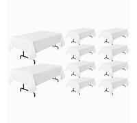 Vnituasr 10 Pack White Tablecloths Rectangle,153×260cm for 6ft Rectangle Tables, Suitable for Wedding, Banquet, Restaurant, Parties （60 x 102 Inch）