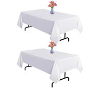 Vnituasr 2 Pack White Tablecloths Rectangle, 153x260cm for 6ft Rectangle Tables, Suitable for Wedding, Banquet, Restaurant, Parties (60 x 102 Inch)