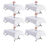 Vnituasr White Tablecloths Rectangle, 6Pack 153 x 260cm for 6ft Rectangle Tables, Suitable for Wedding, Banquet, Restaurant, Parties(60×102inch