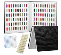 Vnjaoi 120 Nail Colour Chart Display Book, Plastic Nail Stains, Nail Gel Colour Card with 240 Pieces Natural Colours, Replacement Nails, Nail Art for Nail Salons, DIY Nail Art at Home (Black)