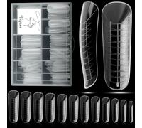 Vnjaoi 120 Pieces Poly Extension Gel Double Nail Shapes with Scale Builder Coffin Gel Manicure Nail Art Design Salon DIY Home (Long U Shaped Thickened Double Nail Shapes Set)