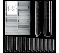 Vnjaoi 120 Pieces Poly Extension Gel Double Nail Shapes with Scale Builder Coffin Gel Manicure Nail Art Design Salon DIY Home (Long U Shaped Thickened Double Nail Shapes Set)