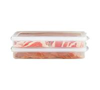 VNJUGF PVC Bacon Box Cheese Food Storage Container With Lid For Refrigerator Shallow Low Profile Christmas Cookie Holder wanglan(1pc)