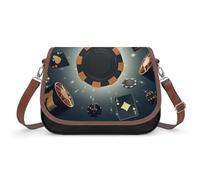 VNJVPWLQW Crossbody Bag Women Black Gambling Chips Shoulder Bag Messenger Bag Handbag Purse Wallet 31x22x11cm