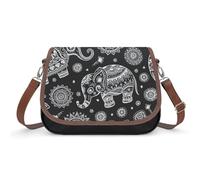 VNJVPWLQW Crossbody Bag Women Black White Elephant Shoulder Bag Messenger Bag Handbag Purse Wallet 31x22x11cm