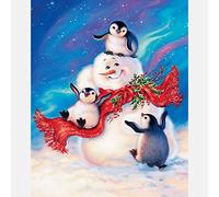 VNLMKS 5D Diamond Painting Kits Round Full Drill Diamond Arts Craft Crystal Rhinestone DIY Cross Stitch Christmas Snowman Penguin Personalised Diamond Painting for Home Wall Decor 30×40cm
