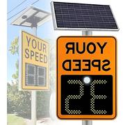 vnmudzeo Adjustable Max Speed Limit Feedback Sign,500 m Visual Distance,Solar Powered Flashing Speed Limit Indicator,for Remote Rural Roads Orange-60x75cm