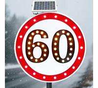 vnmudzeo Construction Roads Solar Powered Speed Limit Sign,Aluminum Solar LED Radar Speed Traffic Signs,Speed Display Traffic Feedback Warning Board 1000mm/39.4"