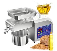 vnmudzeo Digital Display Camellia Oil Press Maker,24-hour Heat Dissipation,13 lb/h 20 lb/h Desktop Sunflower Oil Mill Machine,Stainless Steel 6kg/h