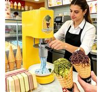 vnmudzeo Electric Spaghetti Ice Cream Maker,420ml Hopper Capacity,28-30L/H Output,w/4 Interchangeable Molds,for Trendy Dessert Shops Food Trucks Yellow