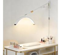 vnmudzeo Half Moon Beauty Lamp,62-113cm Extendable Arm,Makeup Artists Adjustable Wall Sconce,90-120cm Height Adjustment,Space-Saving White