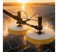 vnmudzeo Telescopic Double Head Brush,3.5m 5.5m 7.5m Adjustable Pole,Electric Rotary Solar Panel Cleaner,for Roof Solar Panel Washing 5.5m(18ft)