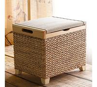 VNNHGB Footstool Foot stool Country Style Storage Ottoman,Storage Chest With Hinged Lid,With Wood Legs Hallway Footrest Window Padded Seat Toy Box Chest-A 52x36x40cm Home Decor
