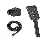 VNNHGB Hand Showers, Black Hand Shower Set, Square ABS Shower Head, Water Saving Handheld Shower Head with 1.5m Stainless Steel Shower Hose and Bracket, Easy to Install, Ba