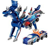 Vnnigmn Dinosaur Collision Transforming Car, 2 In 1 Magnetic Cars Transform into Dinosaur Toys for Kids Toddler Fun Deformation Robot Dino Car Christmas Birthday (Blue)