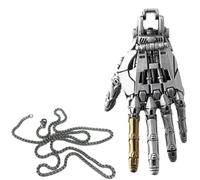 Vnnigmn Mechanical Hand Necklace, Movable Finger Joints Robot Hand Charm Steampunk Mechanical Hands Keychain for Men Women (Silver)