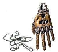 Vnnigmn Mechanical Hand Necklace, Movable Finger Joints Robot Hand Charm Steampunk Mechanical Hands Keychain for Men Women (Gold)