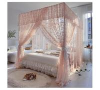 Vnook 4 Corners Post Princess Canopy Bed Curtains Mosquito Net Bed Drapes Play Tents Room Decoration for Indoor Outdoor(Pink,150x200cm)
