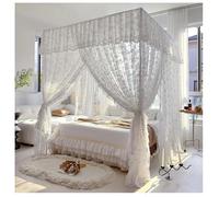 Vnook 4 Corners Post Princess Canopy Bed Curtains Mosquito Net Bed Drapes Play Tents Room Decoration for Indoor Outdoor(White,150x200cm)