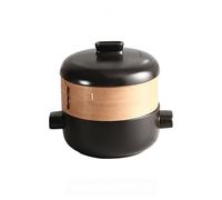 Vnook Ceramic Casserole Clay Pot, with Steamer Basket Casserole Pot, Ceramic Pot with Lid, Japanese Casserole, Stew Pot, For Shabu Shabu Home Cooking, Heat Resistant Ceramic Casserole(2L)