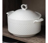 Vnook Ceramic Soup Tureen,Porcelain Soup Bowl with Lid for Restaurant Home Kitchen White Decoration Soup Pot(1800ml)
