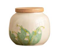 Vnook Ceramic Sugar Canister with Matching Sealed Lid, Glazed Ceramic Storage Jar for Sugar Spice Dry Condiments, Countertop Kitchen Organizer Container