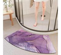 Vnook Curved Bath Mat, Non Slip Corner Shower Mats Easy to Clean, Comfortable Diatom Mud Microfiber Semi-Circular Bath Mat for Shower or Tub(Purple,40 * 75cm)
