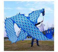 Vnook Dance Ribbon Dragon Poi, Juggling Dragon Toy with Scales, 3D Colorful Kite Silk Flowy Spinning & Shaking Poi Outdoor Fitness Games for the Garden/Park/Beach(Blue,6m)
