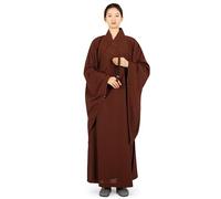 Vnook Dress Meditation Suit, Shaolin Monk Kung Fu Buddhist Robe, Unisex, Autumn And Winter, Shaolin Monk Robe Long Dress Meditation Suit Cotton(Black_36)