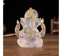 Vnook Hindu God Lord Ganesha Statue,Indian Religious Ganpati Elephant God Crystal Resin Ganesh Statue Idol Buddha Figurine for Temple Decor [Energy Class A] (Color : White)