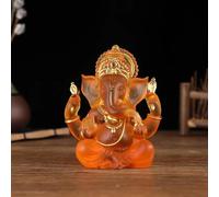 Vnook Hindu God Lord Ganesha Statue,Indian Religious Ganpati Elephant God Crystal Resin Ganesh Statue Idol Buddha Figurine for Temple Decor [Energy Class A] (Color : Orange)