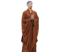 Vnook Men's Long Gown Monk Robe Buddhist Monk Robe Shaolin Temple Costume Zen Buddhist Robe for Adults (Color : A, Size : 45)