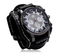 Vnook Retro Big Wide Rock Brown Steampunk Bracelet Watch for Men Women, Cuff Leather Punk Watch Men's(Nero)