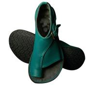 Vnook Women's Orthopedic Open Toe Leather Sandals - Flat Sole Bonnie Shoes, Casual Corrector Slingback for Beach (Blue, 4 UK)