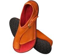 Vnook Women's Orthopedic Sandals Open Toe Leather Flat Sole Sandal