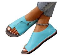 Vnook Women's Orthopedic Sandals Open Toe Leather Flat Sole Sandal