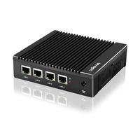 VNOPN Micro Firewall Appliance 2.5GbE Intel 4 Ports Fanless Mini PC Network Router Box, Mini Computer N3700 Quad Core, Support AES-NI, Dual HDMI, RS232 COM, 8GB DDR3, 128GB mSATA SSD