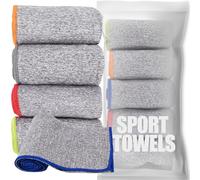 Vnoss Microfiber Quick Dry Gym Towel, Silver ION Odor-Free Absorbent Fiber, Fast Drying, Men & Women Workout Gear for Body Sweat, Working Out, Towels, 5 Pack,16 * 26.8Inch