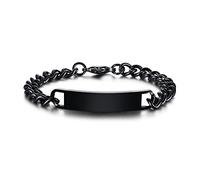 VNOX 10mm Custom Couple Link Bracelet - Personalized Engraved for BFF, Brother, Sisters, Family - Black