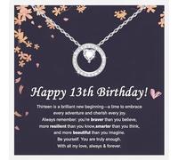 VNOX 13th Birthday Necklace Gifts for Girls - Silver Moebius Hearth Circle Necklace with Zirconia, Presents for 13 Year Old Girls, Birthday Gifts with Cards for Daughter Granddaughter Sister